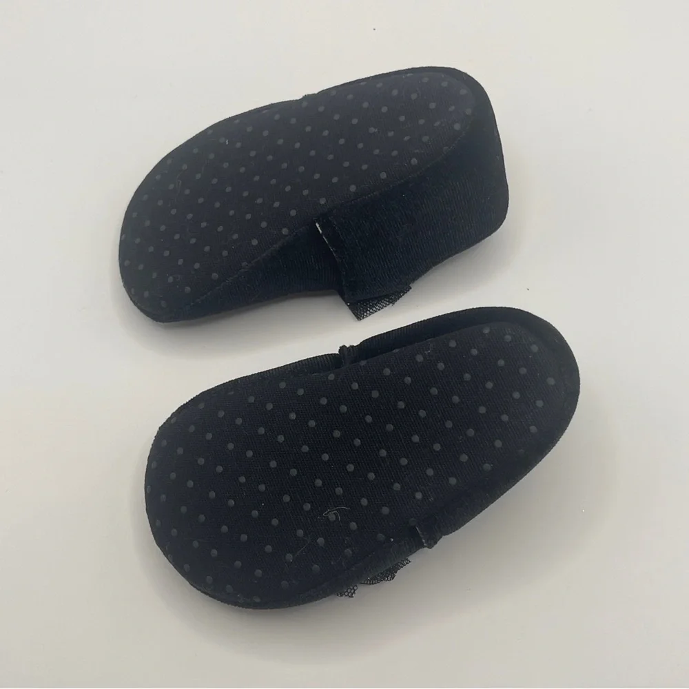 SALE 4/$20 Carter's Black crib Shoes Soft Slip-On Design silver glitter bow 6-9
